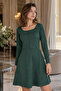 Women's Emerald Buttoned Front Ribbed Flared Dress Arm-21K042015