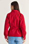 Women's Red Asymmetrical Zippered Belted Lined Short Trench Coat 2086 60286505 - 8
