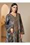 Multi-Color V-Neck Maxi Jalabiya With Gold Embroidery - 2