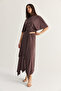 Women's Coffee Degaje Collar Blouse Asymmetrical Layered Skirt Set Dt261024 60286516 - 5