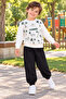 Boys' Summer Printed Sweatshirt Black Sweatpants 2-Piece Sports Set - 2