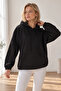 Women's Black Hooded Oversize Sweatshirt Arm-27K001009