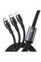 كابل شحن مجدول بطول 1300 مم |   كابل شحن ومزامنة سريع USB-C و Lightning و Micro USB بخرج 3 أمبير