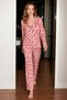 Women's Shirt Collar Long Sleeve Red Pajama Set - 3