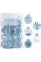 Clear Glass Christmas Ornaments, Blue Glitter Pattern, 6cm Shatterproof Baubles, 24 Pack Tree Decorations