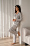 Women's Long Sleeve Buttoned Gray Pajama Set - 6