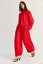Women's Red Padded High Collar Gathered Detailed Blouse Shalwar Trousers Set 4185 60286500 - 4