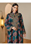 Green Embroidered Notch Neck Maxi Jalabiya Dress - 2