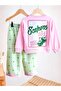 Girl's Heart Palm Tree Front and Back Printed Sweatshirt with Print Pattern Denim Jeans Top and Bottom Set - 4