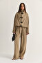 Women's Mink Accessory Detailed Zippered High Collar Lined Jacket Palazzo Trousers Set 2826 60286501 - 2