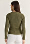 Women's Green Gold Accessory Double Breasted Collar Low-Cut Detailed Knitted Blouse 401-4 60286496 - 7