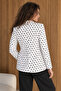 Women's White-Black Polka Dot Single Button Jacket Arm-26Y001116 - 2