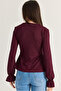 Women's Plum Square Collar Gathered Sleeve Detailed Blouse Modal 588 60286493 - 7