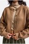 Women's Brown W6-172 Oversize Buttoned Sweater Cardigan - 5