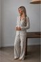 Women's Polka Dot Home Wear Pajama Set in Gray - 4