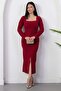 Square Neckline Front Slit Stoned Dress 2026-5004 - 5