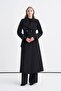 Black Palermo Trench Coat with Chain Accessory Detail and Belt 13560 - 2