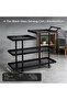 Space-Saving 3-Tier Rolling Bar Cart, Compact Serving Cart with Glass Shelves & Easy-Move Handle, Mobile Beverage Storage Cart for Small Kitchens, Dining Rooms & Living Spaces - 3