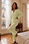 Women's Polka Dot Top and Bottom Green Pajama Set - 4