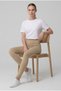 Beige High Waist Gathering Tights Flexible Fit Daily Sports Combed Cotton - 4