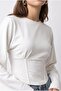 2238 Corset Detailed Spanish Sleeve Blouse White - 2