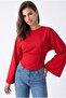 2238 Corset Detailed Spanish Sleeve Blouse Red - 5