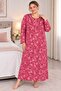 100% Cotton Long Sleeve Floral Patterned Plus Size Women's Nightgown