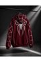 Unisex Burgundy Spiderman Printed 3 Thread Thick Inner Lined Hoodie