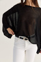 Women's Black Balloon Bat Sleeve Mercerized Knitwear Blouse 2834 60286468 - 7