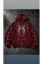 Unisex Burgundy Spiderman Printed 3 Thread Thick Inner Lined Hoodie - 3