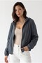 2237 Stoned Adjustable Drawstring Hooded Zippered Jacket Smoked - 6