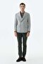 Gray Slim Fit High Collar Double Breasted Jacket