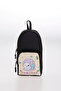 Black Pen Holder with Cat Figure and Transparent Pockets and 2 Compartments