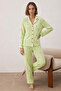 Women's Polka Dot Classic Collar Green Pajama Set - 6