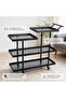 Space-Saving 3-Tier Rolling Bar Cart, Compact Serving Cart with Glass Shelves & Easy-Move Handle, Mobile Beverage Storage Cart for Small Kitchens, Dining Rooms & Living Spaces - 5