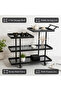 Space-Saving 3-Tier Rolling Bar Cart, Compact Serving Cart with Glass Shelves & Easy-Move Handle, Mobile Beverage Storage Cart for Small Kitchens, Dining Rooms & Living Spaces - 4