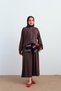 Women's Sewing Detail Zippered Skirt Suit Brown