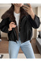 Fur Bomber Zippered Trench Coat - 2