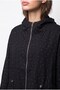 2237 Stoned Adjustable Drawstring Hooded Zippered Jacket Black - 2