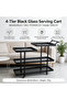 Space-Saving 3-Tier Rolling Bar Cart, Compact Serving Cart with Glass Shelves & Easy-Move Handle, Mobile Beverage Storage Cart for Small Kitchens, Dining Rooms & Living Spaces - 6