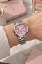 Women's Silver Color Steel Band Stylish Wristwatch with Pink Dial - 2