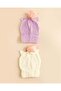 Girls White And Purple Embellished Beanie Set 2 Piece - 4