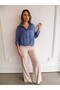 Shiny Textured Organza Blouse with Knot Detail