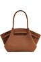 Brown Faux Suede Medium Size Hana Tote Bag with Gold Hardware - 3