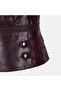 Women's Burgundy Shirt Collar Dual-Use Biker Leather Jacket - 4