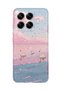 Xiaomi 17t Pro Compatible Pink Sky and Swan Pattern Transparent Phone Case