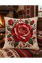 Bulgarian Themed Digital Printed Set of 4 Gift Throw Pillow Covers with Roses, Deer and Ethnic Motifs - 6