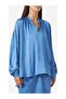 Oversize Satin Kaftan Blue Shirt