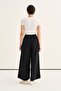Women's Modal Pleated Culotte Pants Black - 4