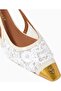 Regent 55 Low Open Court Mules, Glitter Black Mesh and Antique Brass - 3